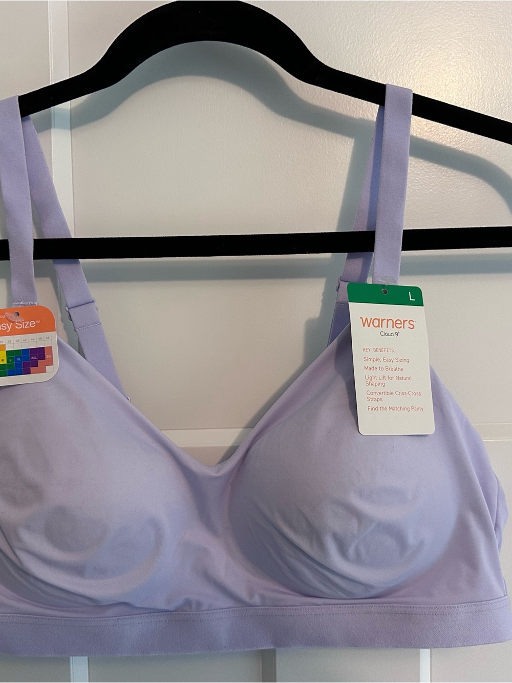 Warner's Light Lavender Wireless Bra with Adjustable Straps